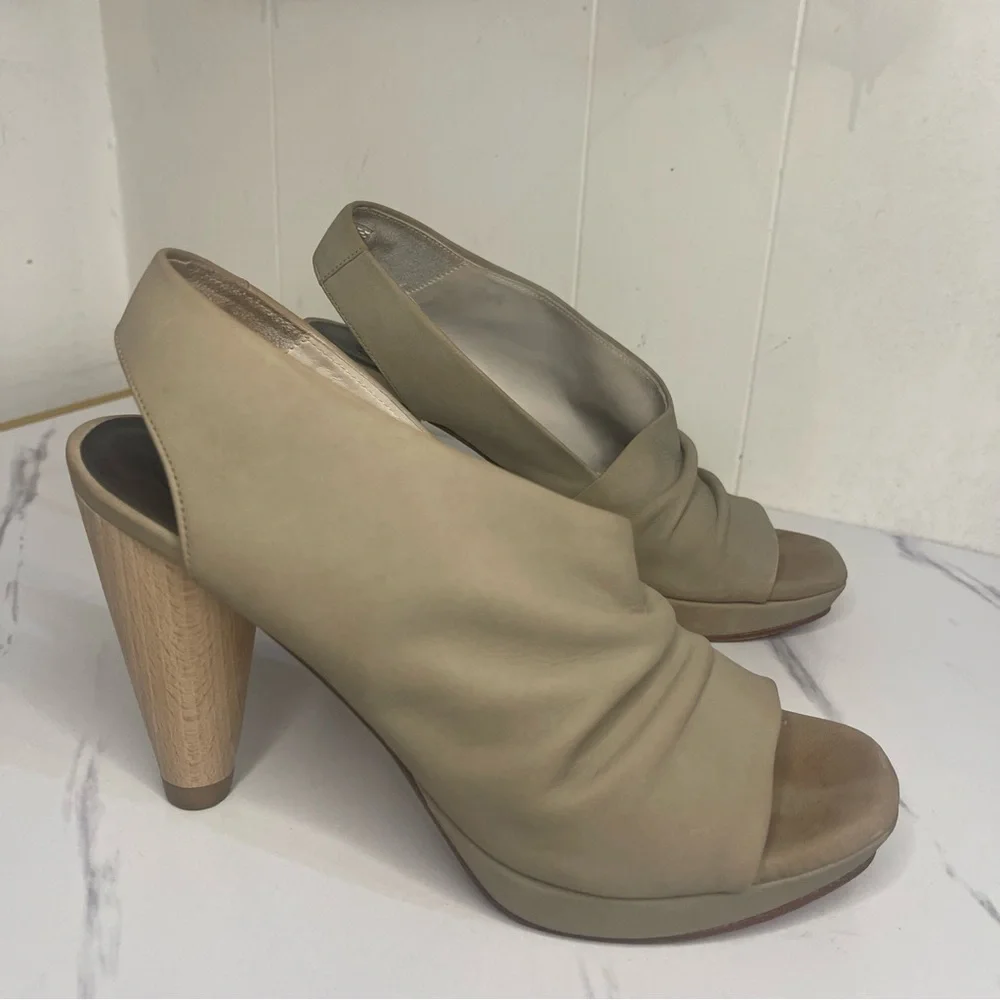 COCLICO LARKSPUR Ruched Leather Open Toe Sandal MADE IN SPAIN  EU Sz 37.5/US 7.5
